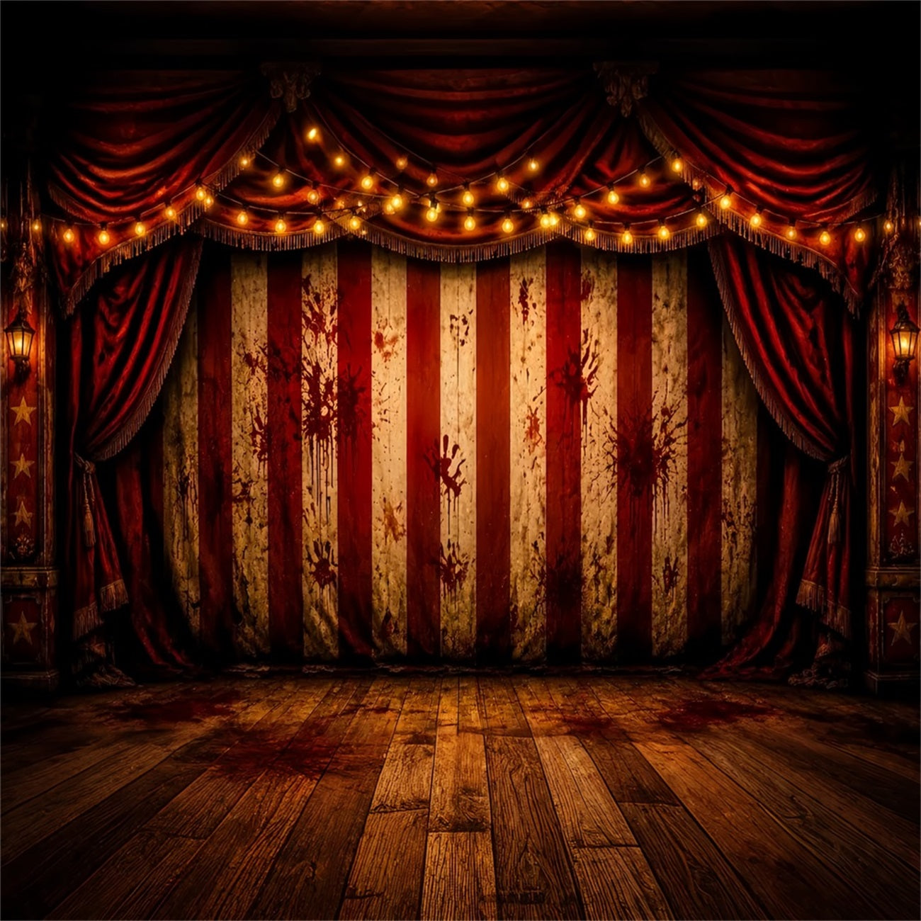Halloween Backdrop Outdoor Bloody Circus Curtain Stage Photo Backdrop Halloween LXX67-22