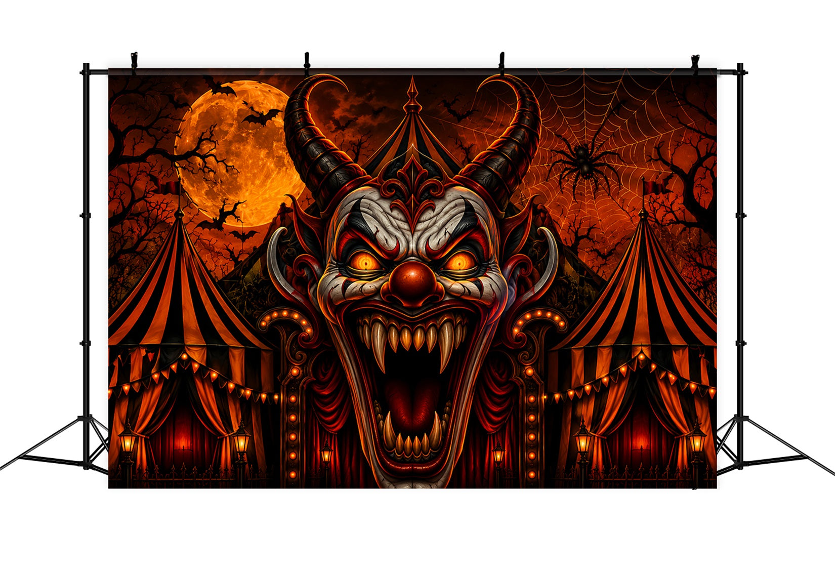Creepy Circus Backdrop Demonic Clown Carnival Gateway Scary Halloween Backdrop LXX67-237