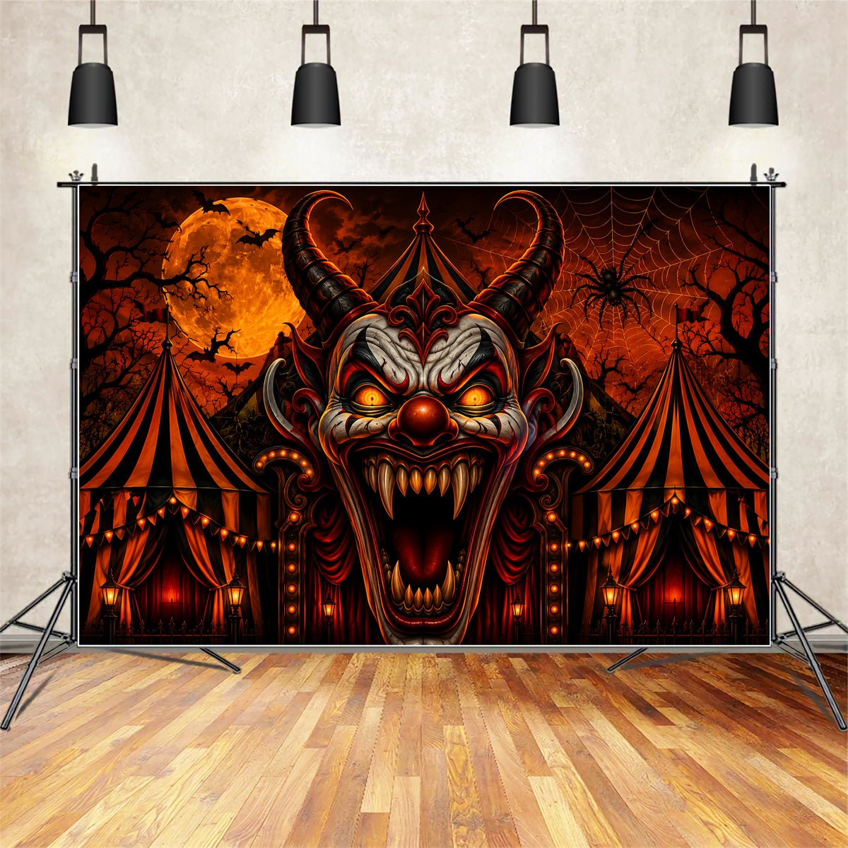 Creepy Circus Backdrop Demonic Clown Carnival Gateway Scary Halloween Backdrop LXX67-237