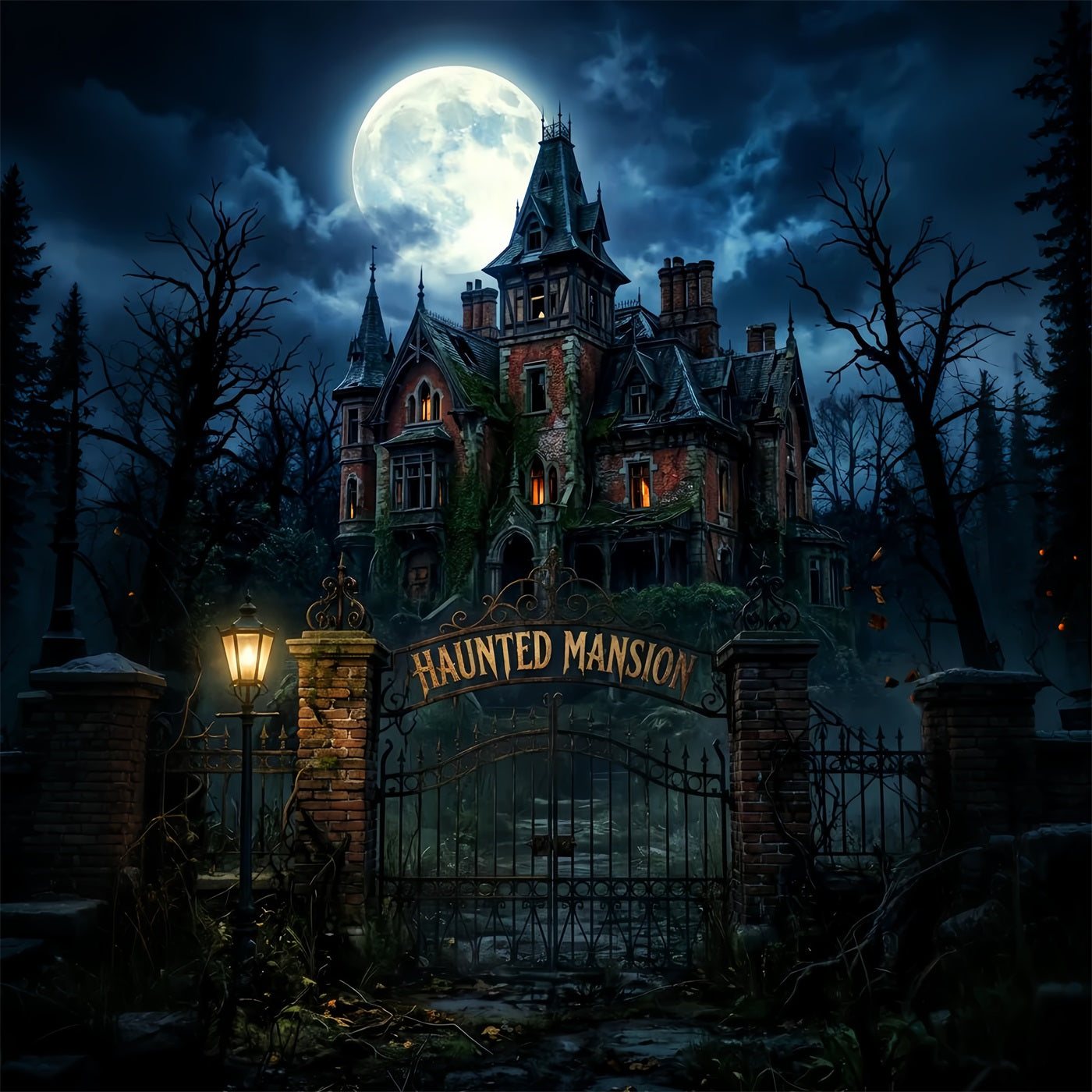 Skull Backdrop Moonlit Haunted Mansion Gate Disney Haunted Mansion Backdrop LXX67-242
