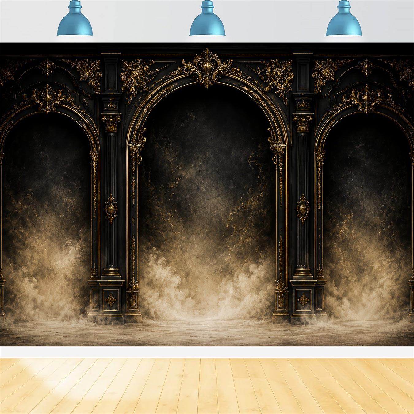 Simple Halloween Backdrop Gothic Golden Archway Columns Extra Large Halloween Backdrop LXX67-54