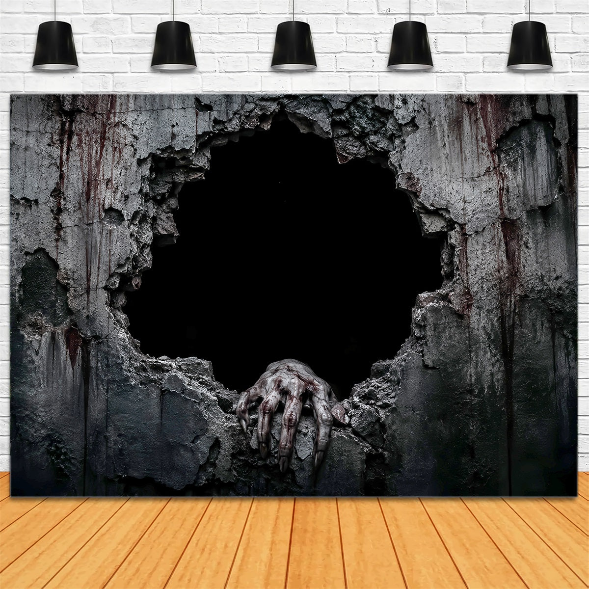 Halloween Bloody Backdrop Creepy Broken Wall Hand Halloween Backdrops LXX67-58