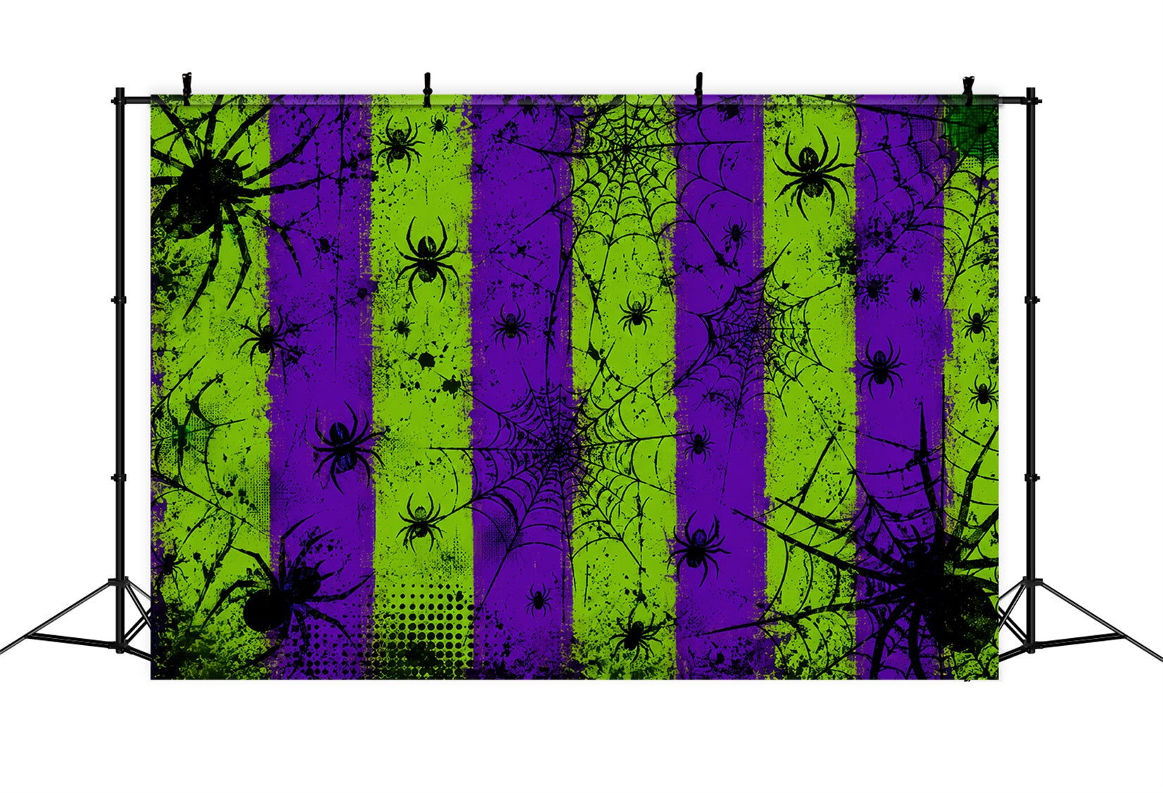 Halloween Backdrop Photo Booth Neon Spider Web Stripes Backdrops Halloween LXX67-90