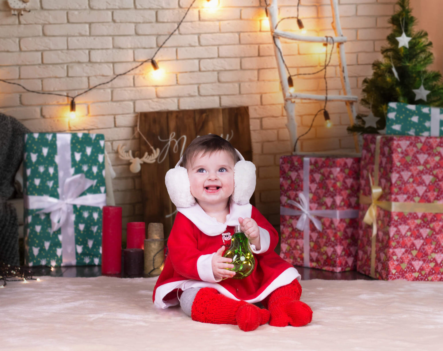 Christmas Decorated Room Wall Lights Backdrop M10-24