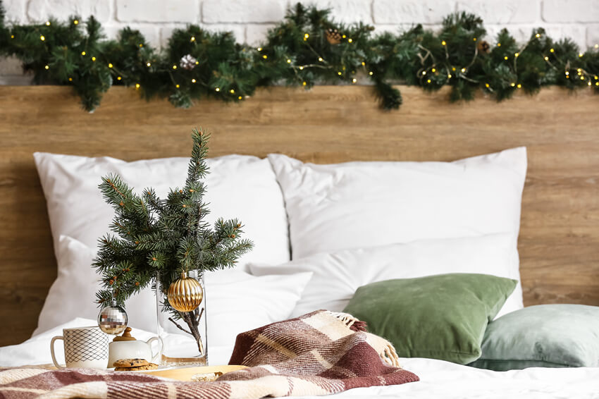 Christmas Headboard Decorated Bedroom Backdrop