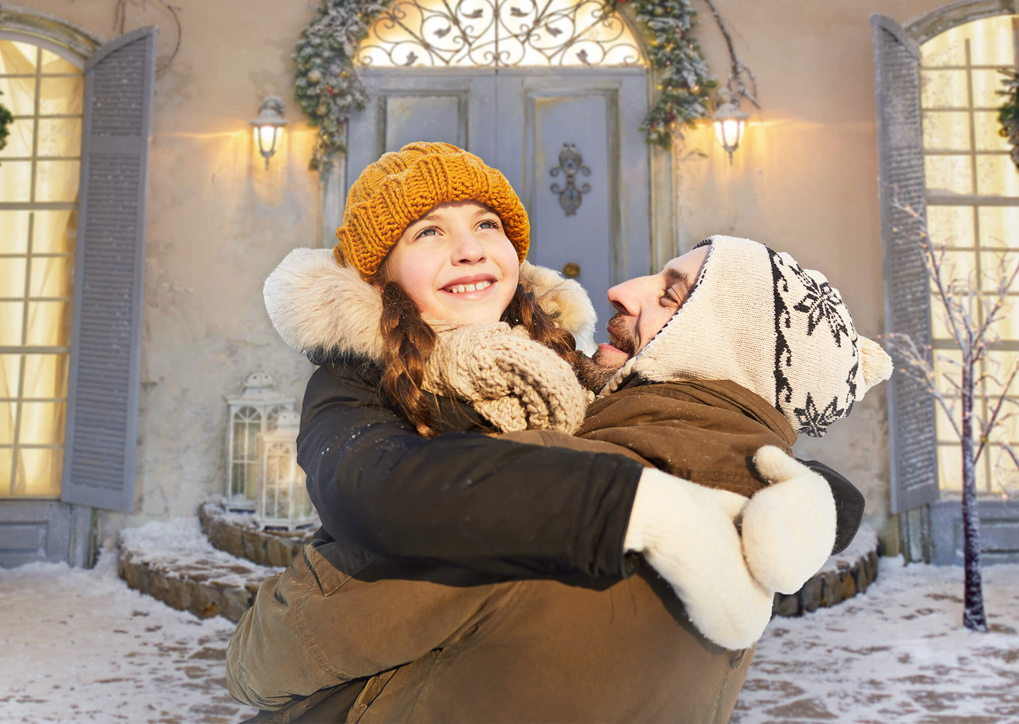 Christmas Front Porch Door Window Backdrop M11-43