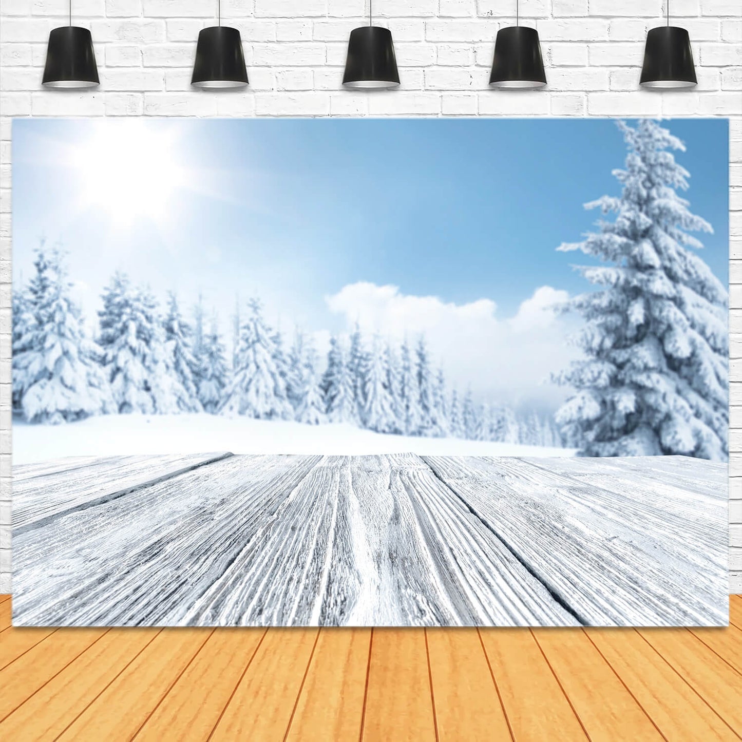 Winter Snowy Tree Woods Landscape Backdrop M11-48