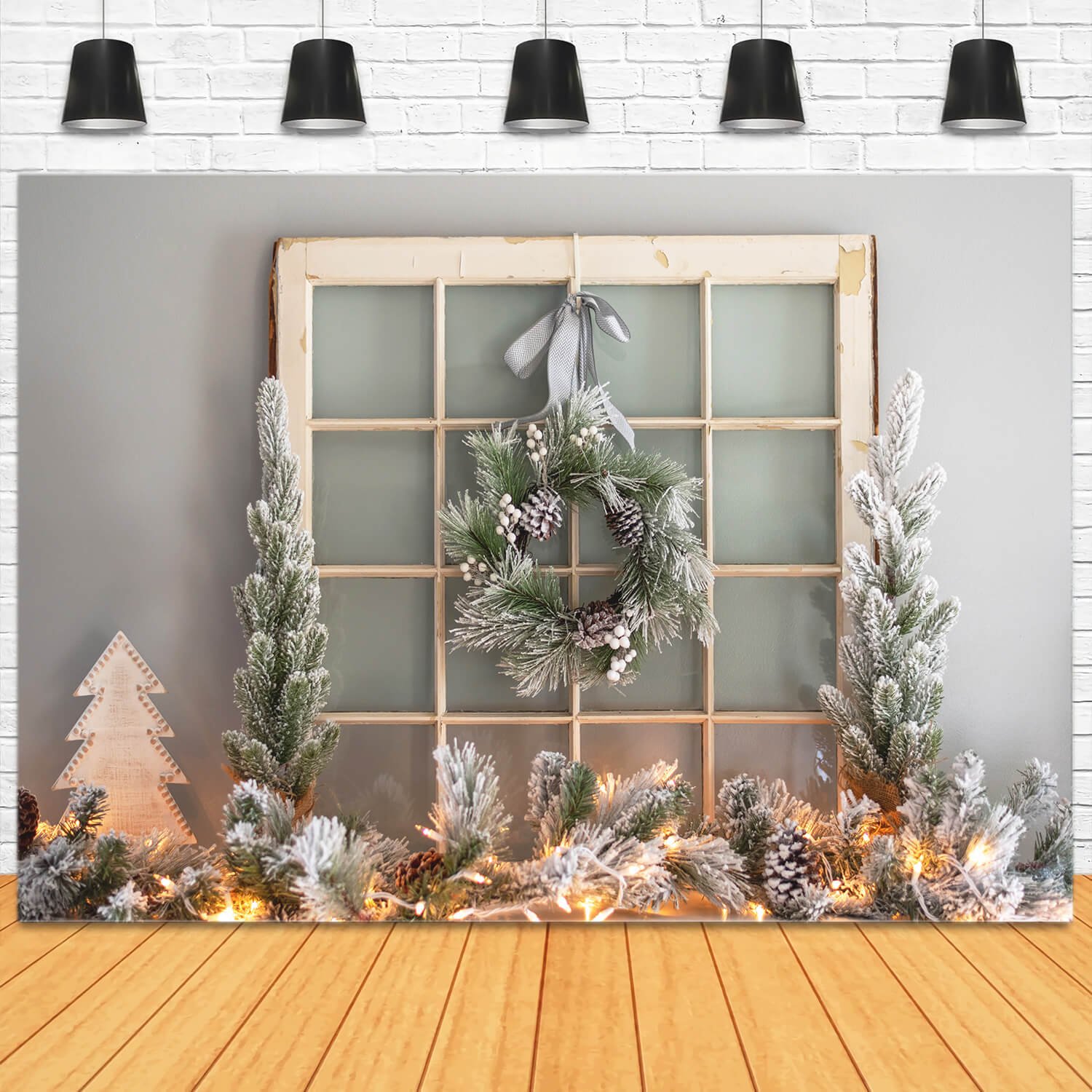 Christmas Garland Decoration Photography Backdrop M11-71