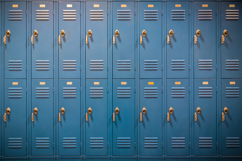 Hallway Padlocked Locker Back to School Backdrop