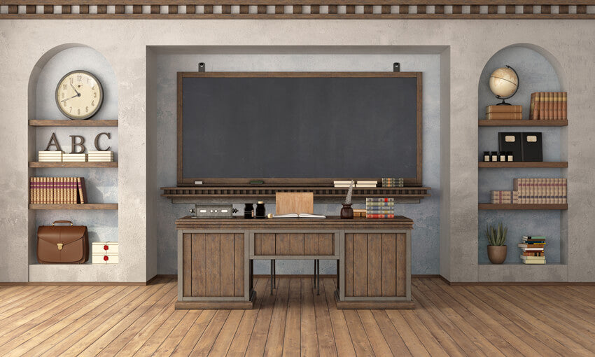 Retro Classroom Teacher's Desk School Backdrop