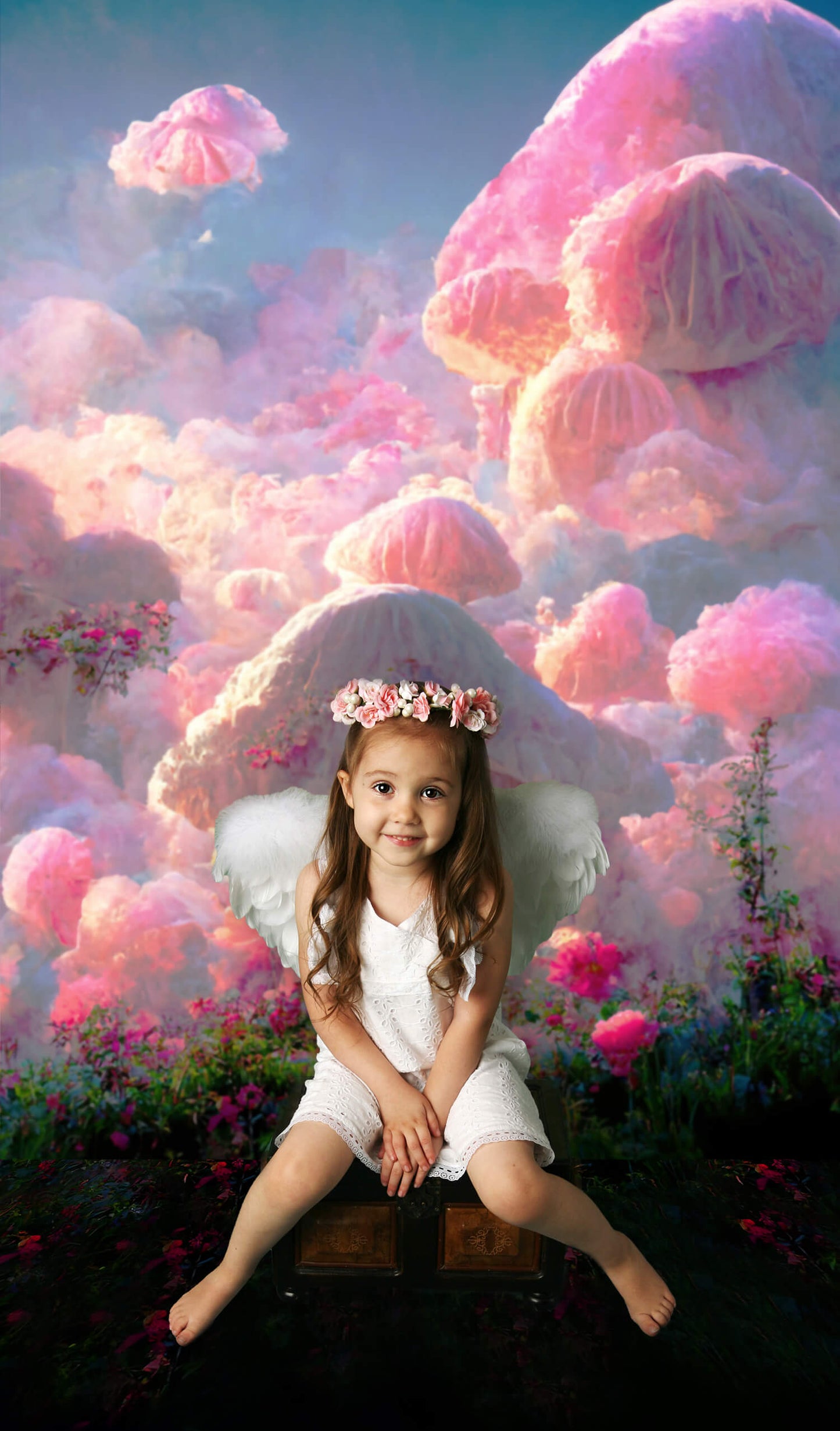 Fantasy Pink Mushroom House Castle Backdrop M5-151