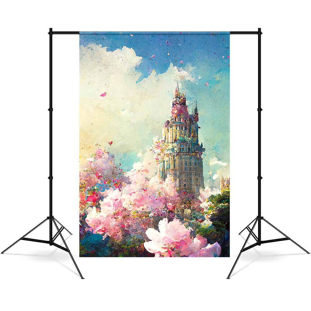 Flowers Garden Castle Fine Art Backdrop