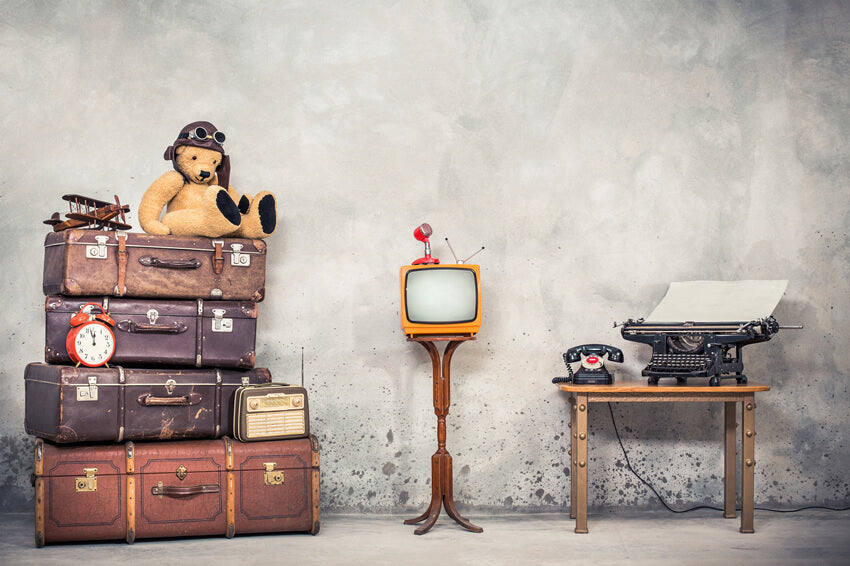 Retro Bear Toy Travel Valises School Backdrop