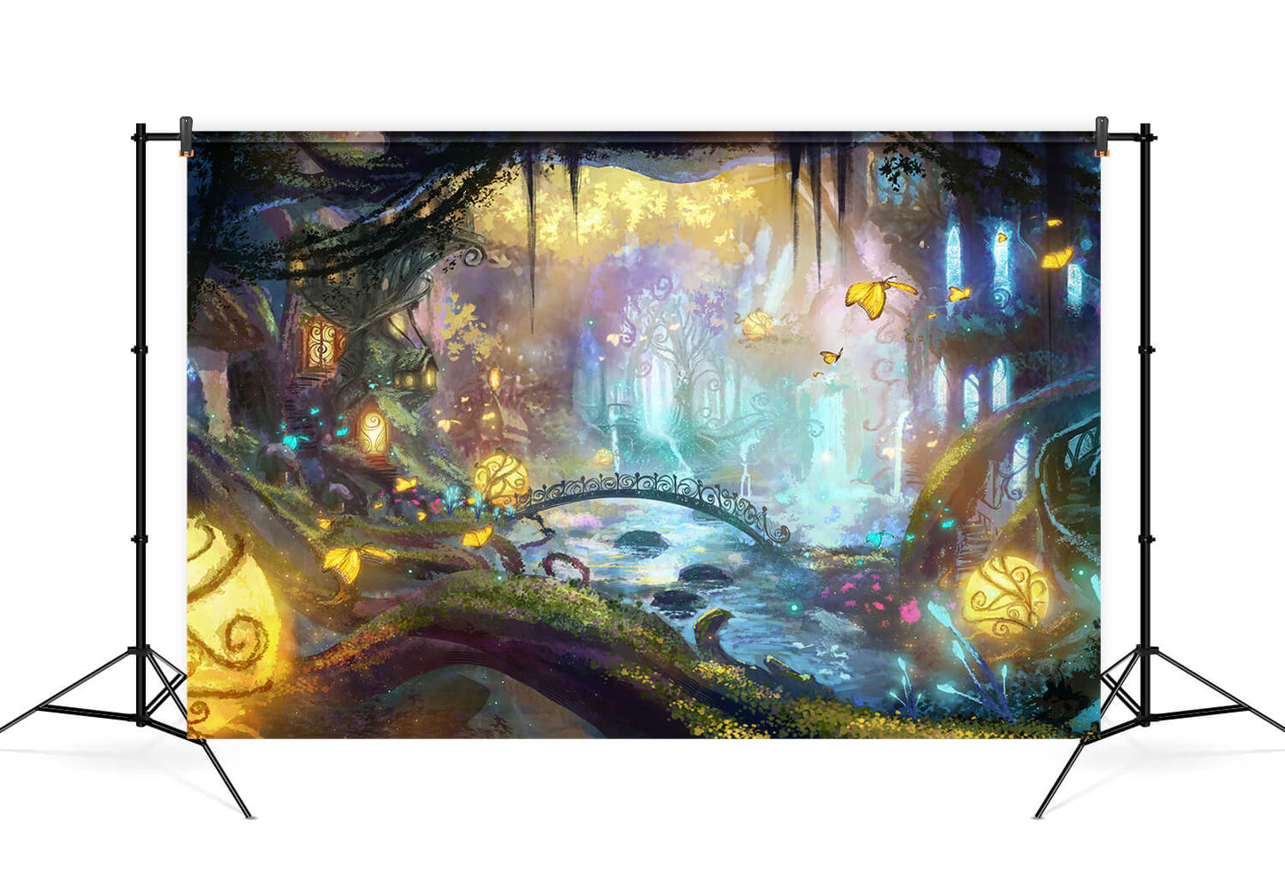Wonderland Forest Glowing Butterfly Firefly Backdrop