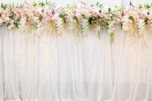 Pink White Roses Floral Wall Wedding Backdrop M6-24