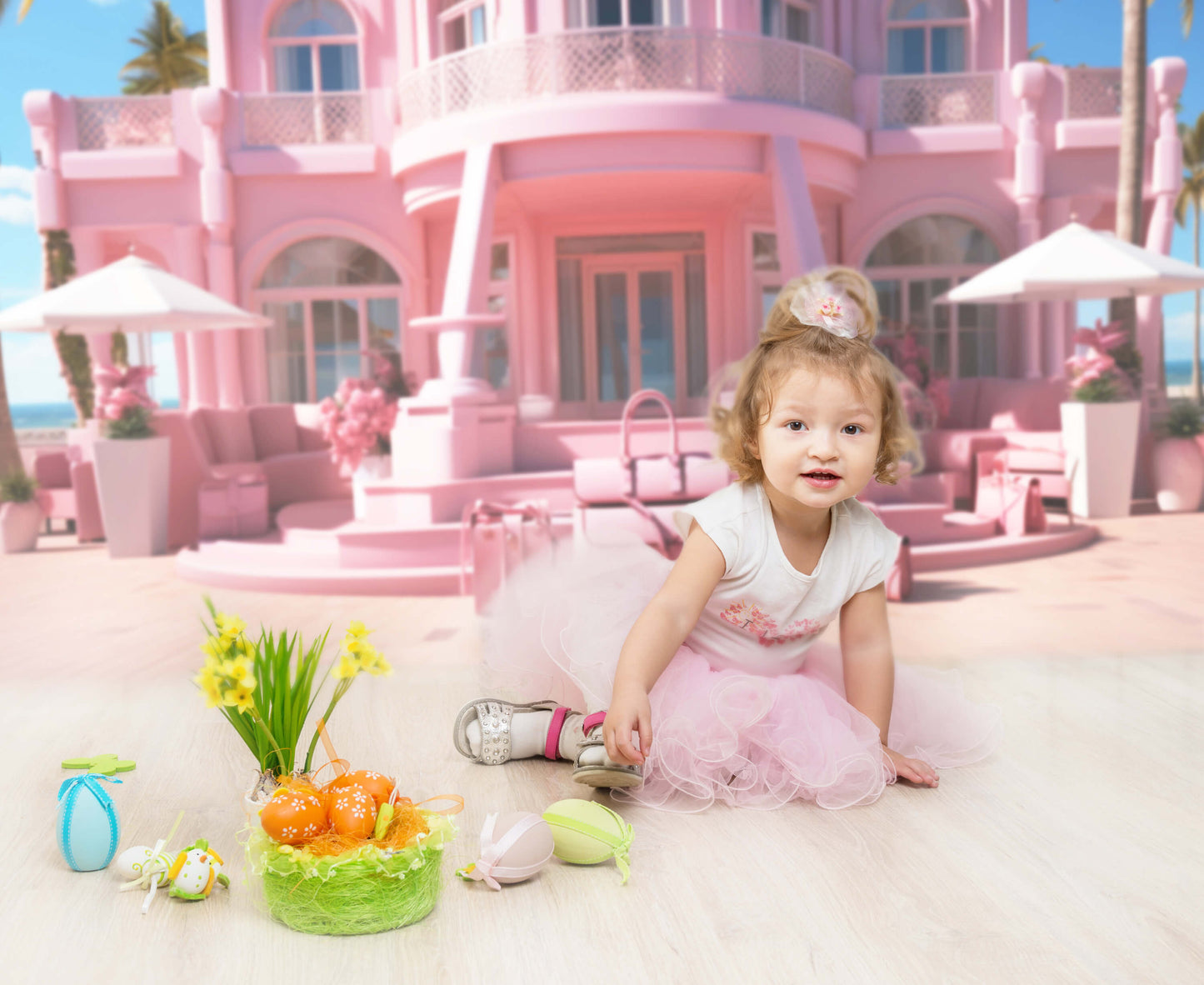 Fashion Doll Pink Fantasy House Backdrop M7-90
