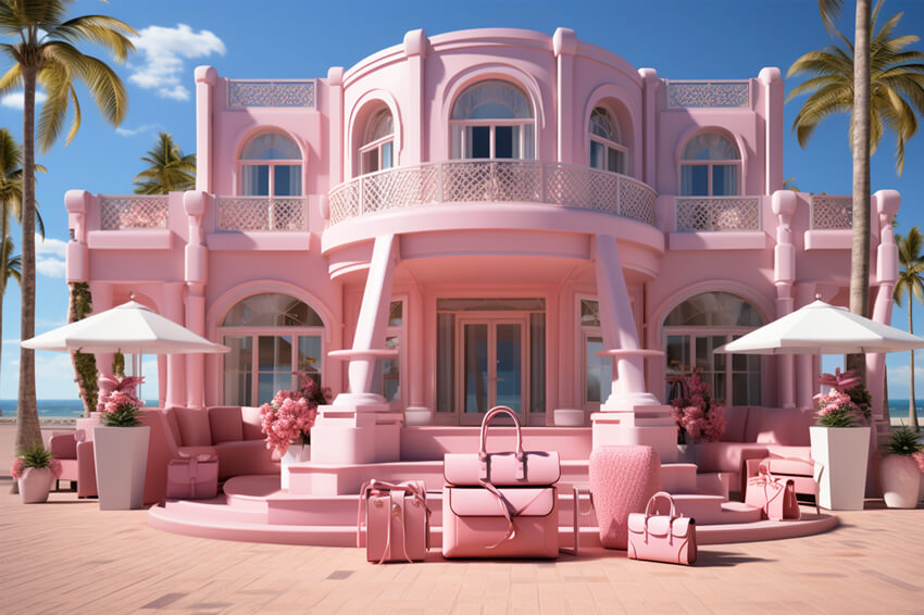 Fashion Doll Pink Fantasy House Backdrop