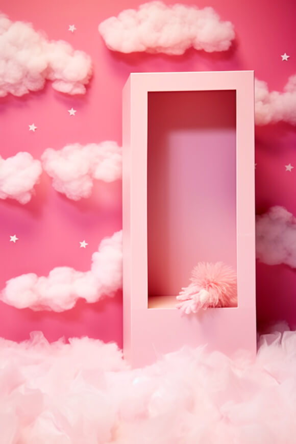 Pink Fantasy Doll Box Dreamy Clouds Backdrop