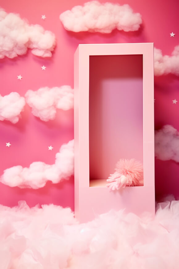Pink Fantasy Doll Box Dreamy Clouds Backdrop 