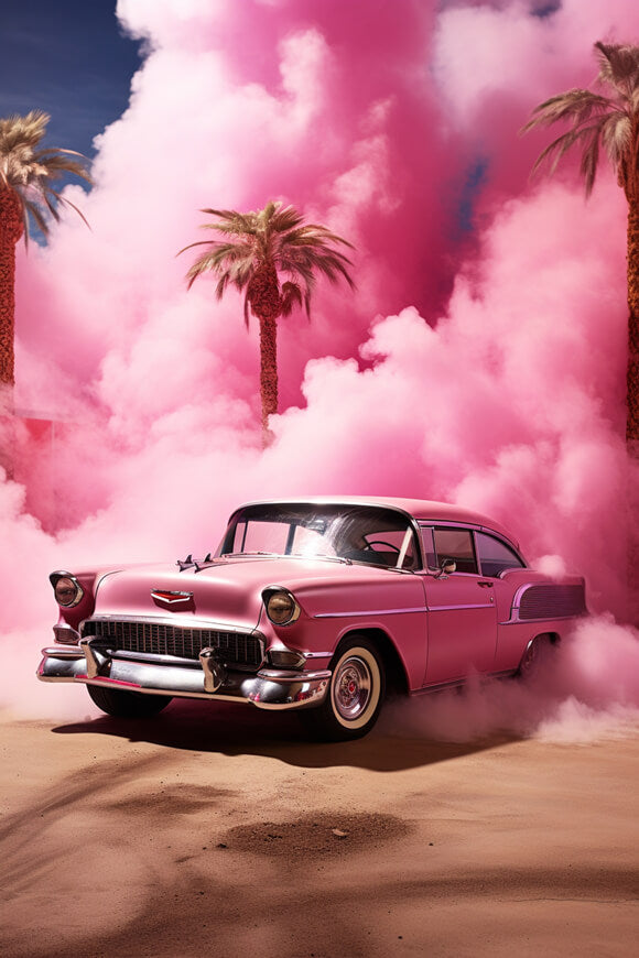 Fantasy Doll Desert Pink Car Backdrop