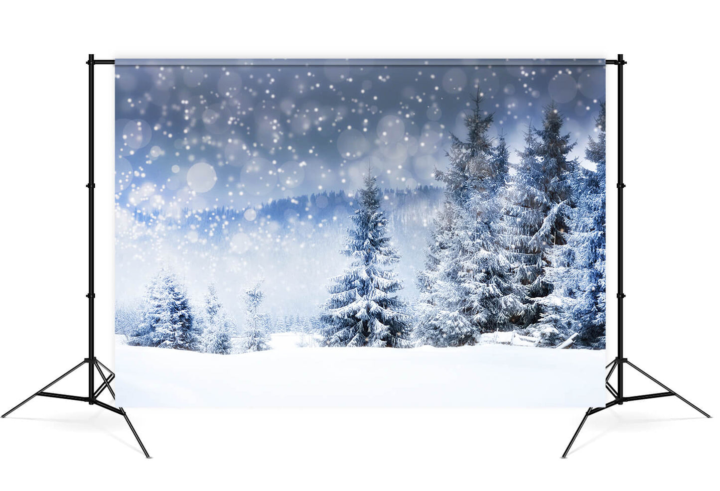 Snowy Winter Forest Trees Landscape Backdrop M8-25