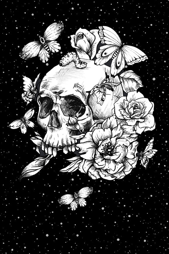 Gothic Floral Skull Tapestry Halloween Home Decor BUY 2 GET 1 FREE