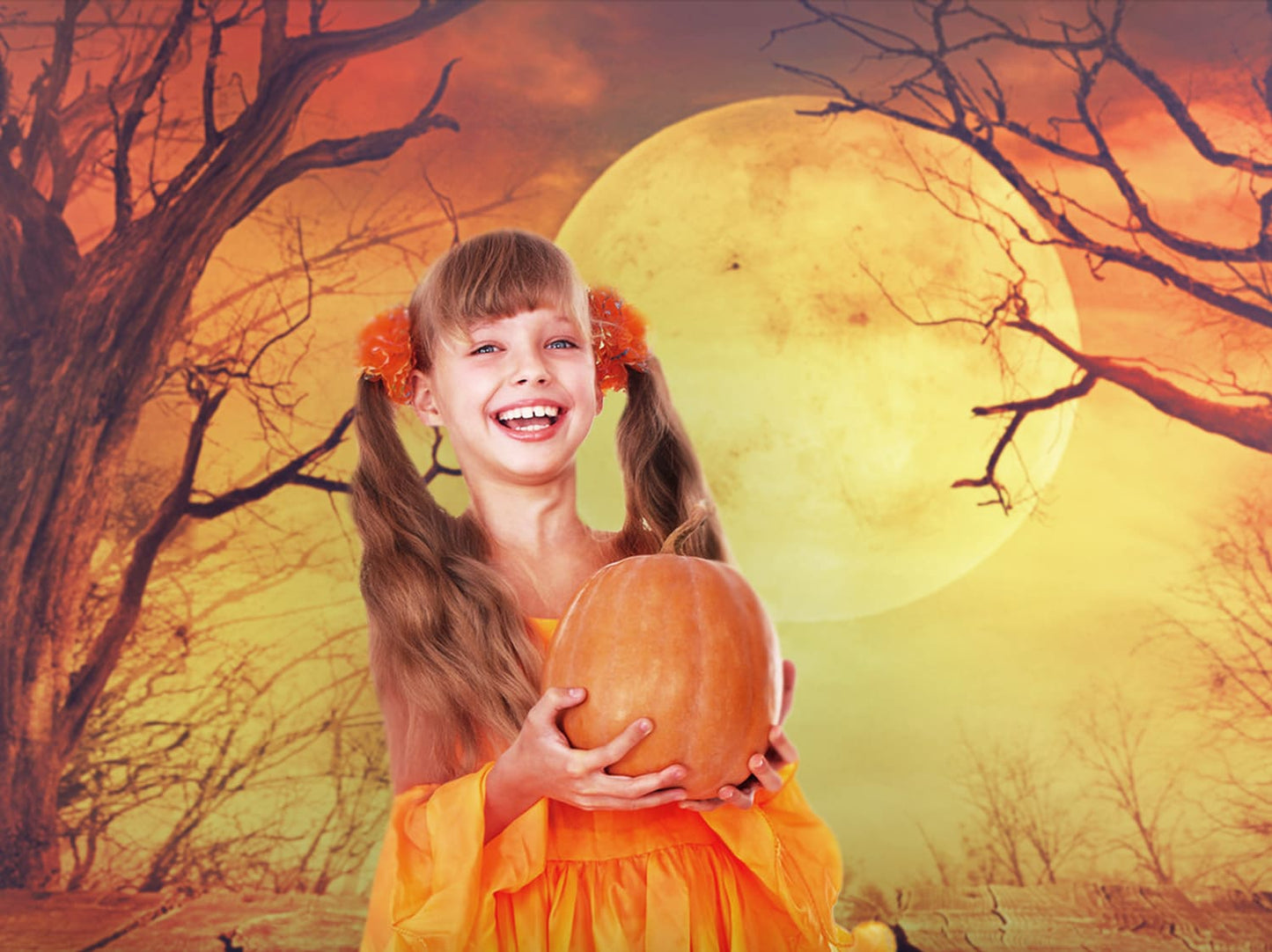 Halloween Brown Moon Scary Scenery Backdrop M8-47