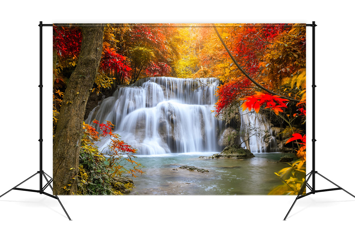 Maple Leaves Waterfall Fall Landscape Backdrop M8-52
