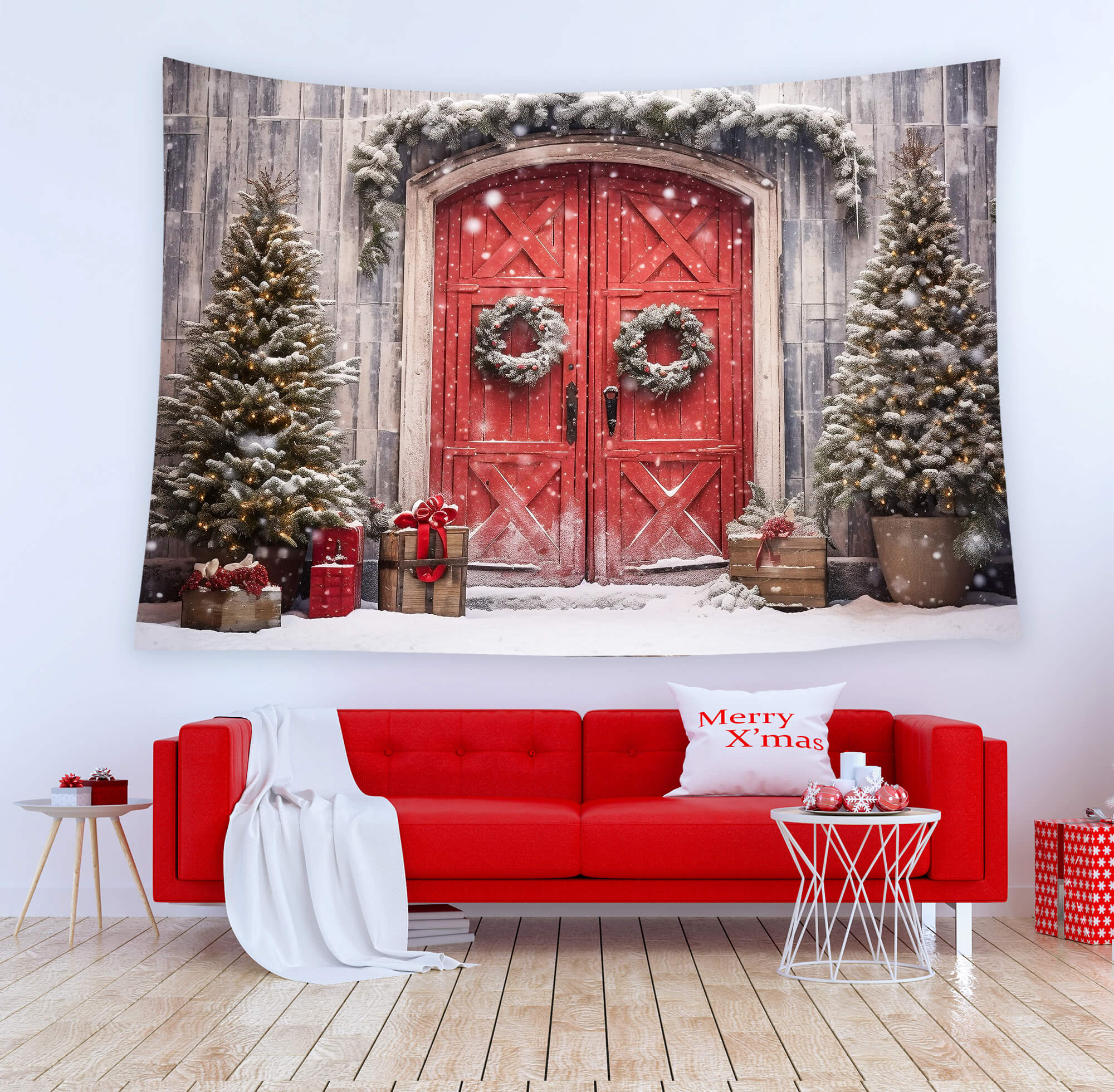 Christmas Decoration Red Door Tapestry Wall Hanging BUY 2 GET 1 FREE