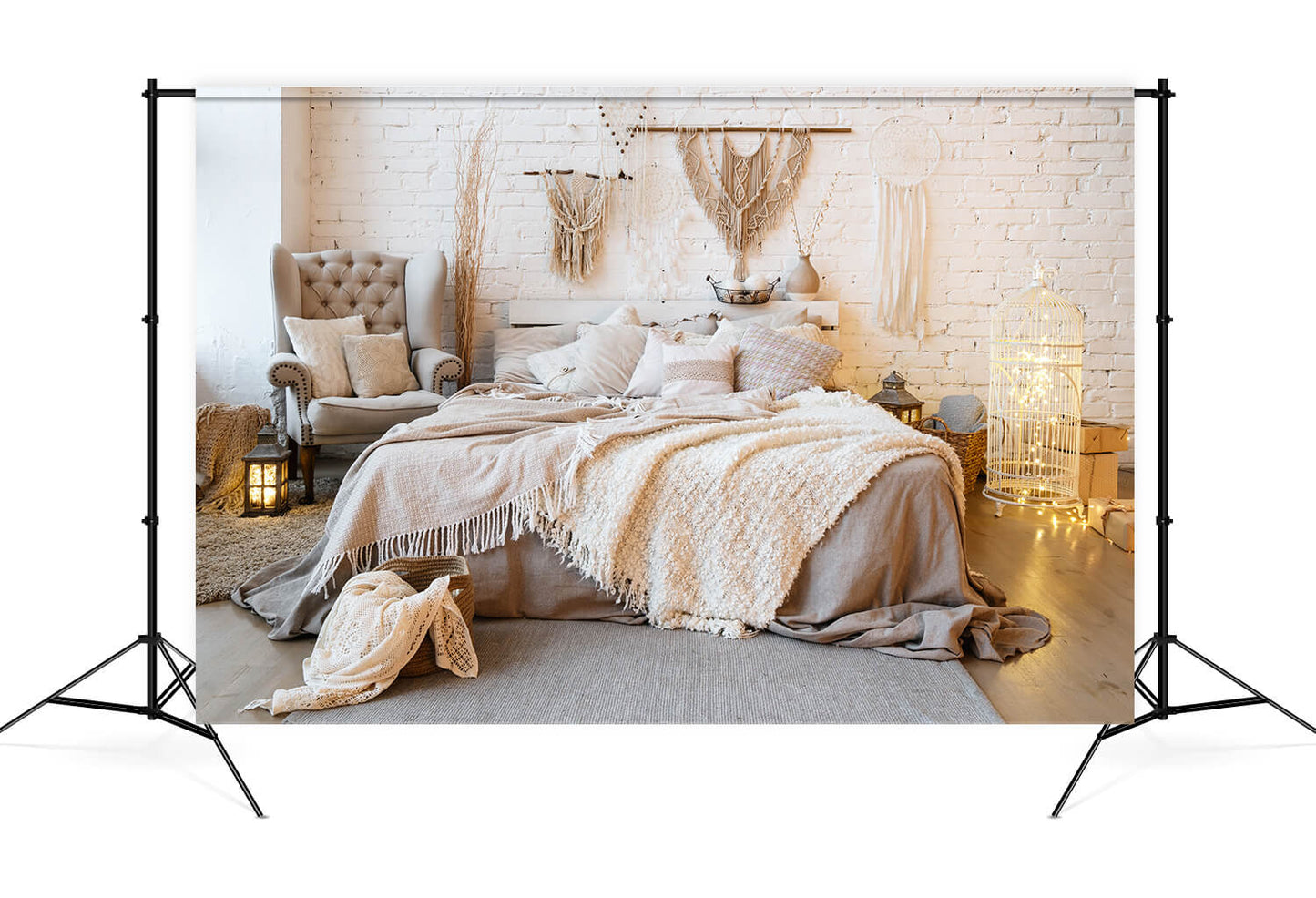 Bohemian Bedroom Interior Photography Backdrop M9-13