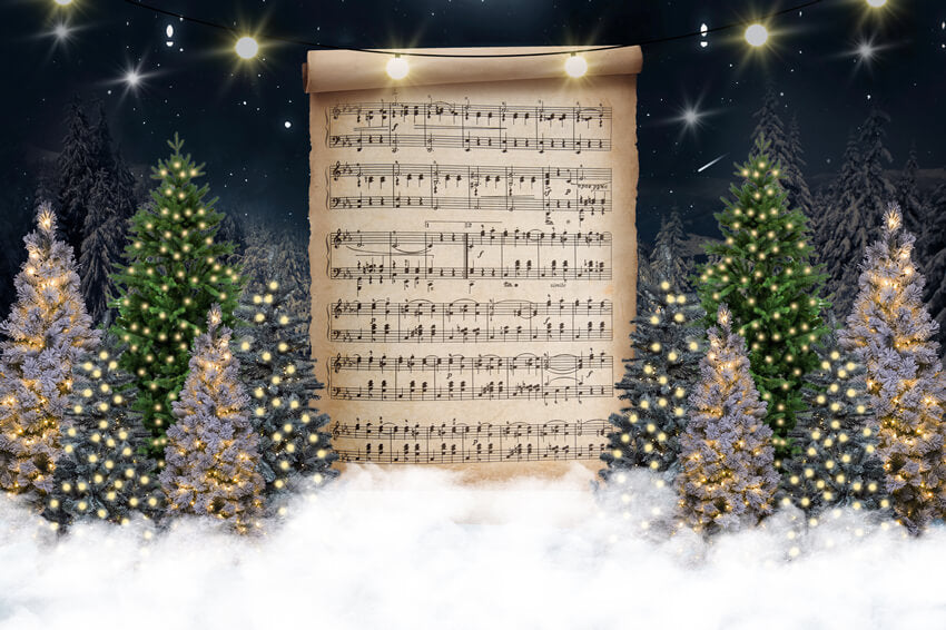 Christmas Tree Song Notation Photography Backdrop