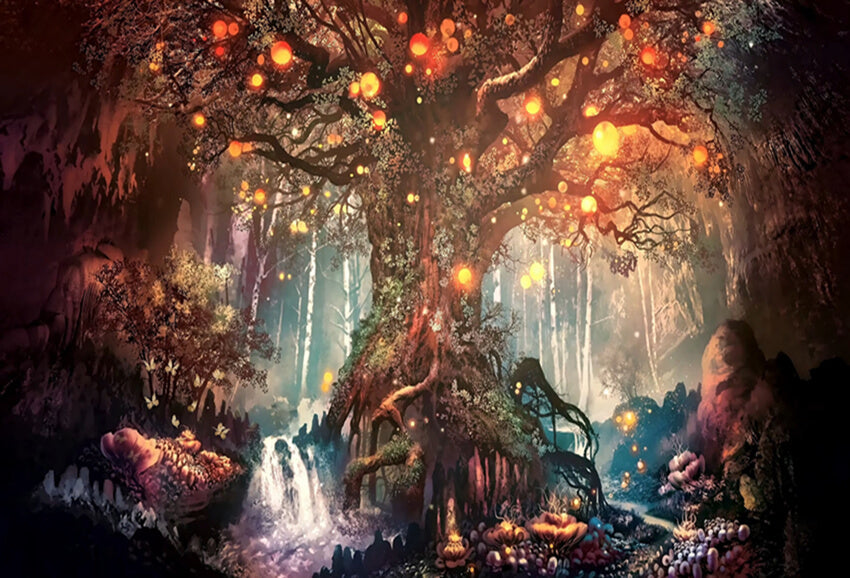 Mysterious Forest Sparkling Tree Photography Backdrop MA-23