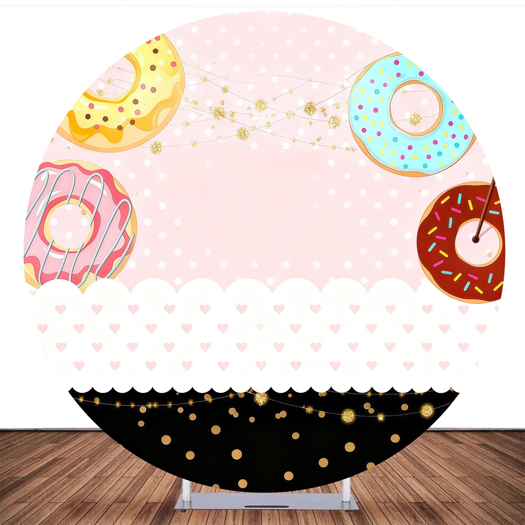 Custom Round Backdrop Cover Donut Polka Dot Cartoon Backdrop MRR10-144