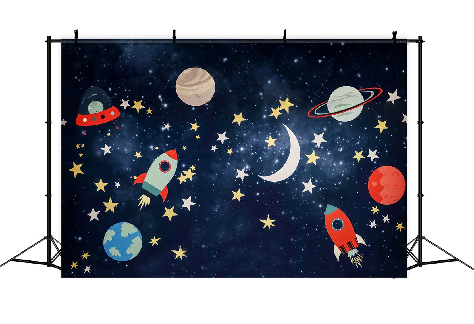 Cake Smash Backdrop Space Adventure Rocket Stars Birthday Backdrop MRR10-16
