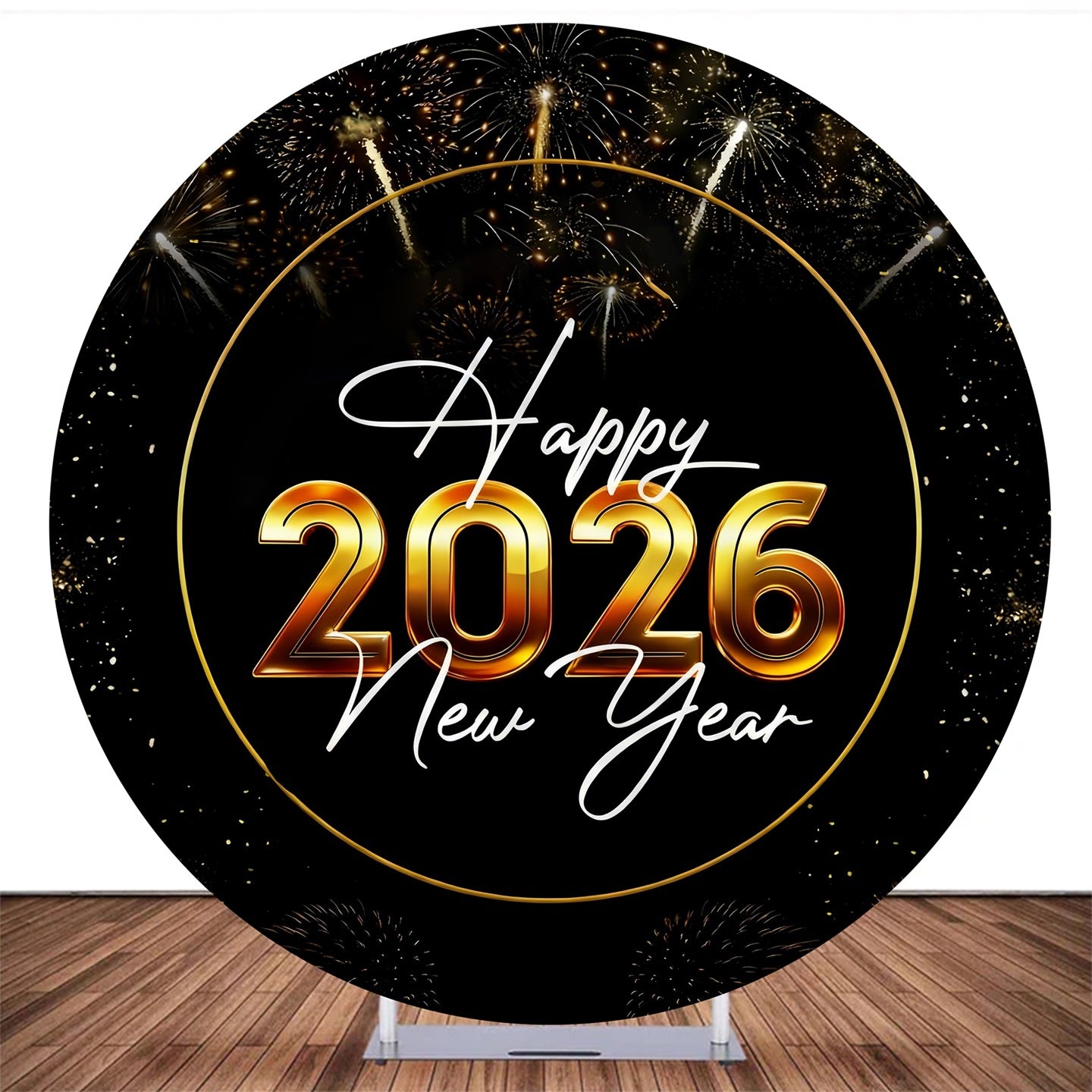 Circle Backdrop Cover Fireworks Celebration Happy New Year Backdrop MRR10-166