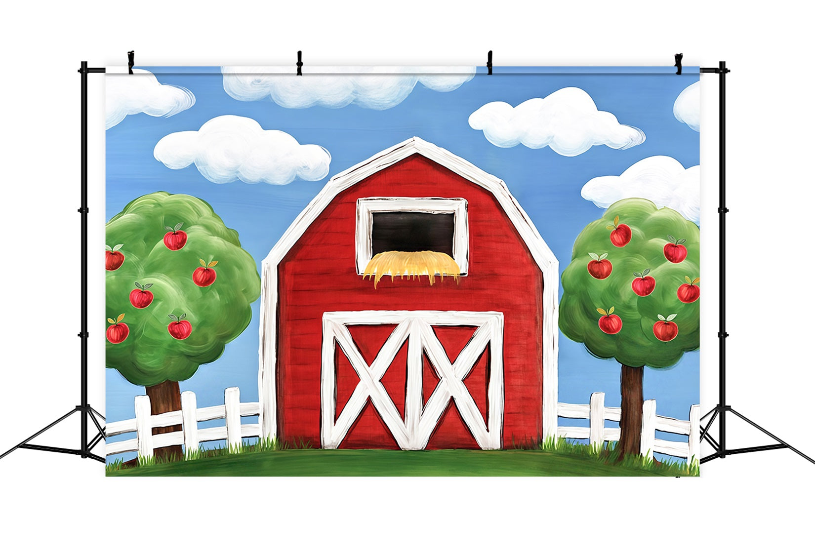 Cake Smash Backdrops Red Barn Apple Trees Birthday Photo Backdrop MRR10-17