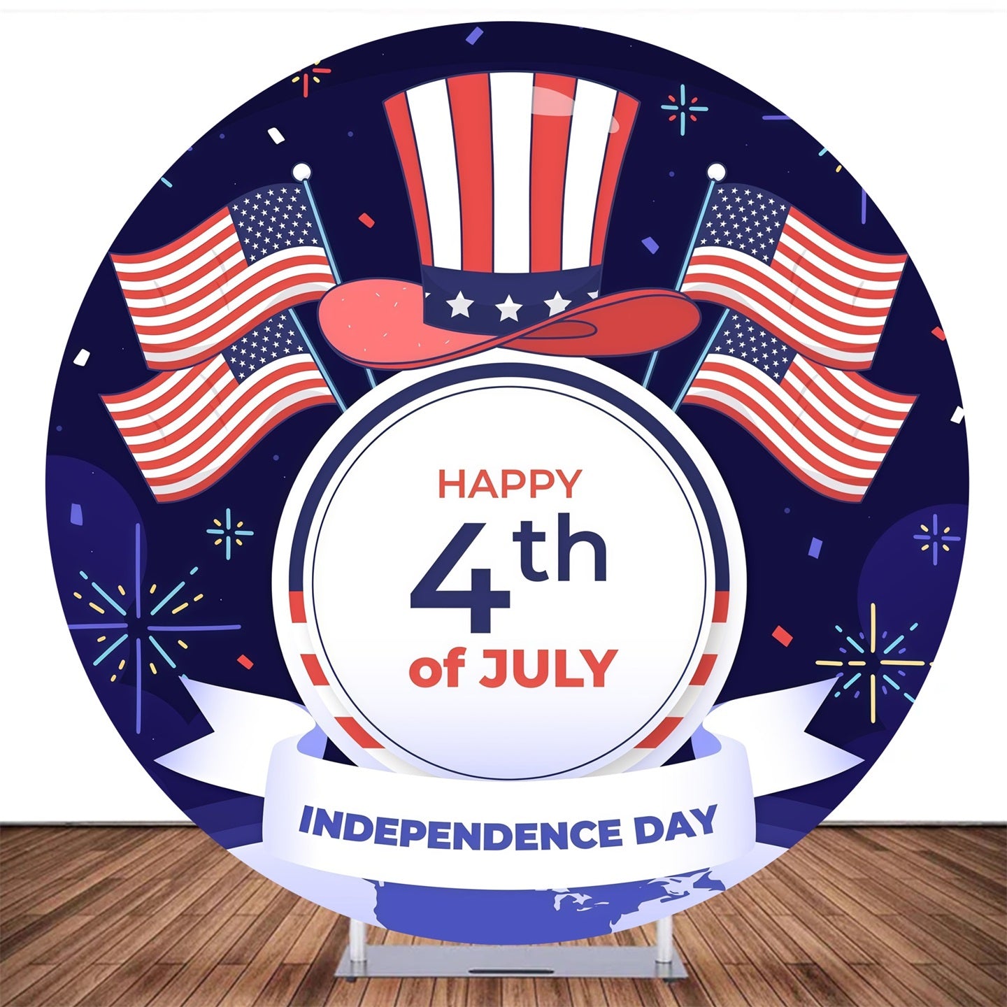 Custom Round Backdrop Patriotic Flags Independence Day Backdrop MRR10-170