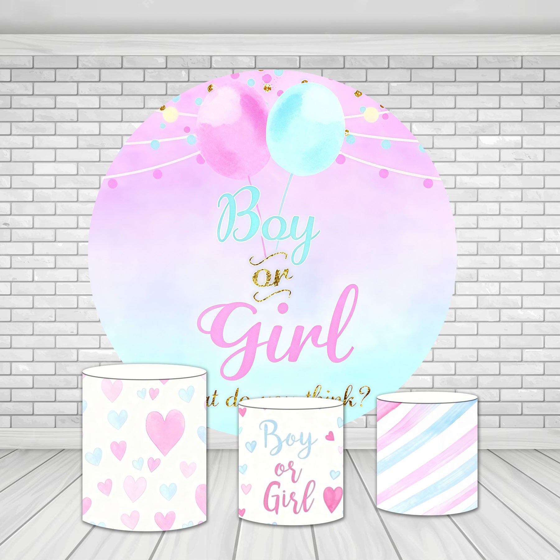 Circle Backdrop Cover Kit Pink Blue Balloon Gender Reveal Backdrop MRR10-210