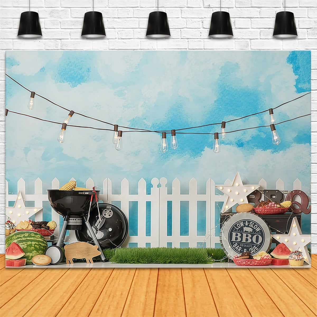 Newborn Backdrop BBQ Party Fairy Lights Children Backdrops MRR10-22