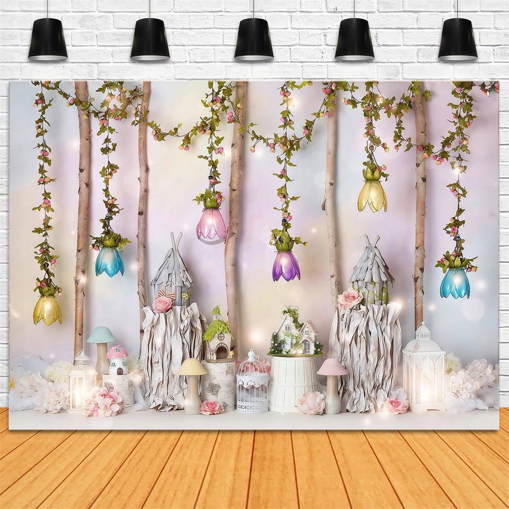 Kids Photo Backdrop Fairy Tale Cottage Flowers Newborn Backdrop MRR10-25