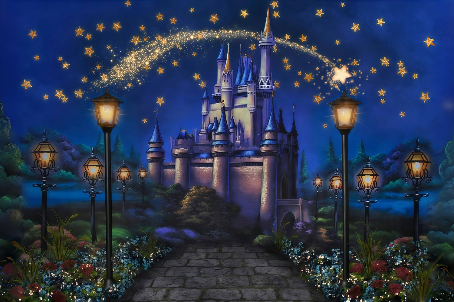 Castle Backdrop Magical Castle Stars Newborn Photography Backdrop MRR10-27
