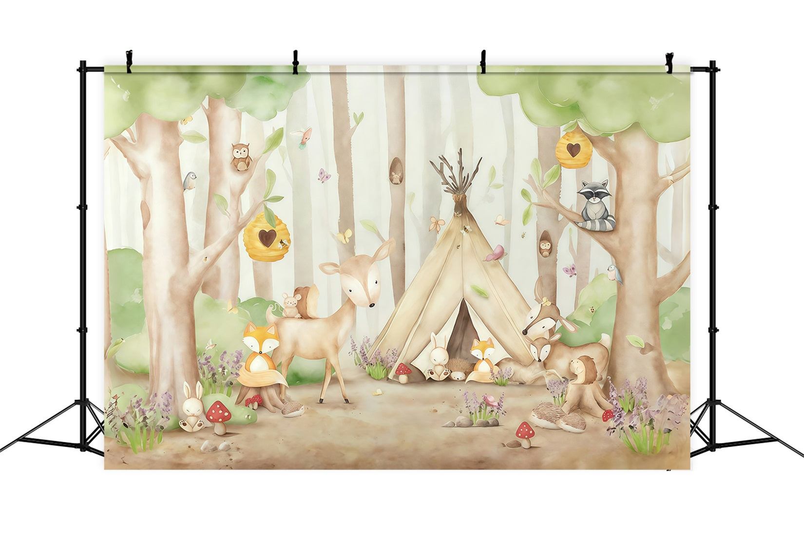 Forest Backdrop Animals Tent Trees Newborn Photography Backdrop MRR10-29