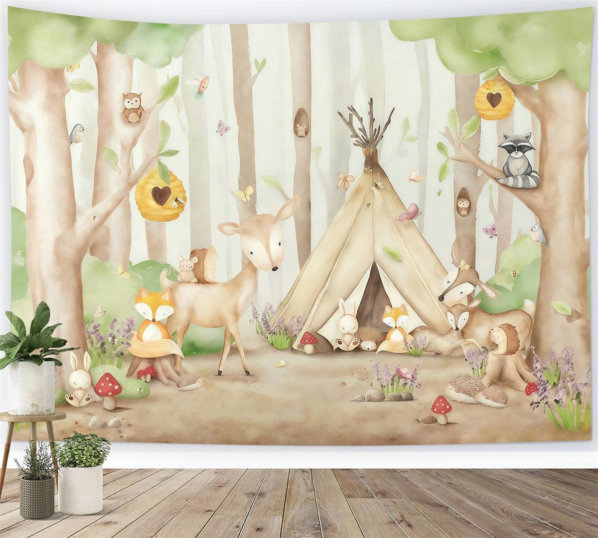 Forest Backdrop Animals Tent Trees Newborn Photography Backdrop MRR10-29
