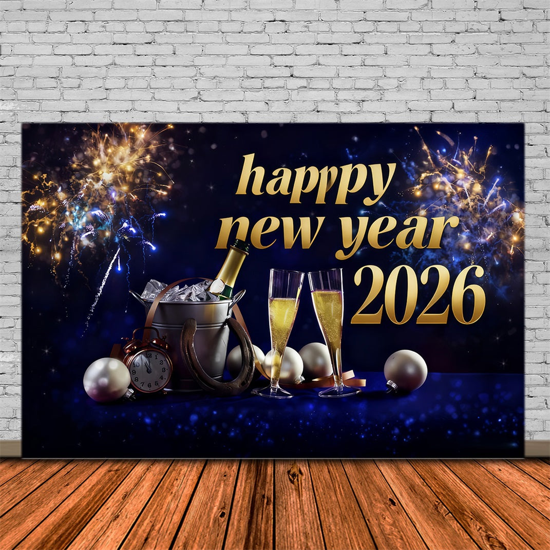 New Year Backdrop Champagne Toast Midnight Celebration Happy New Years Backdrop MRR10-3