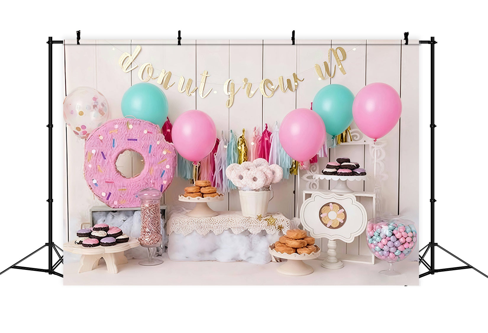 Birthday Backdrop Donut Themed Party Cake Smash Backdrop MRR10-30