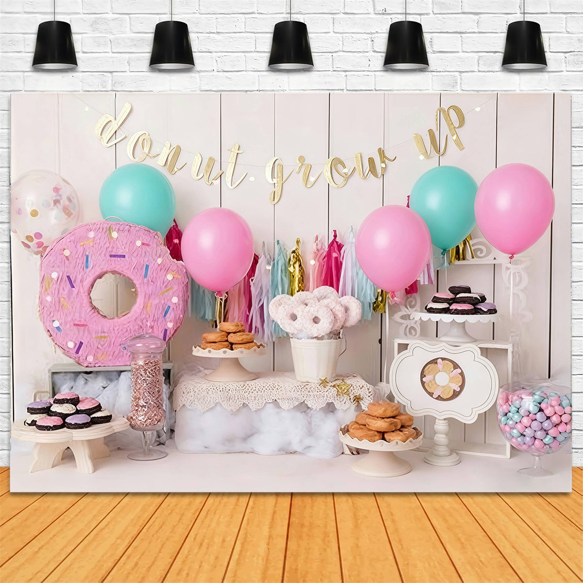 Birthday Backdrop Donut Themed Party Cake Smash Backdrop MRR10-30