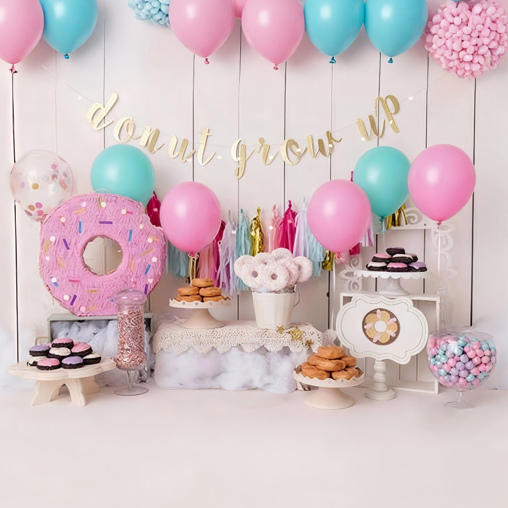Birthday Backdrop Donut Themed Party Cake Smash Backdrop MRR10-30