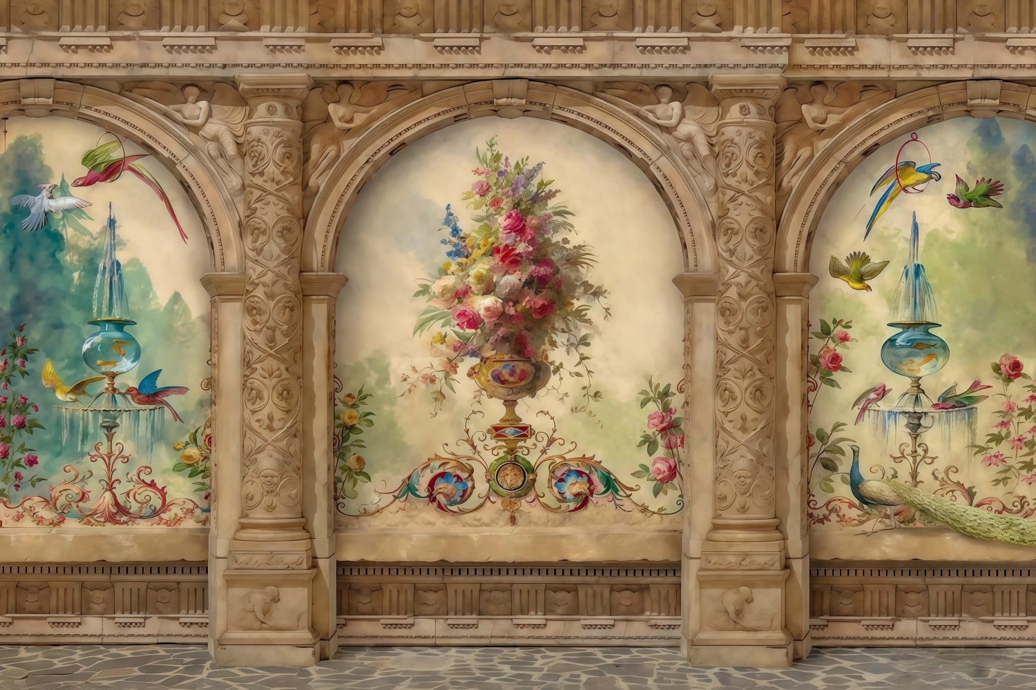 Vintage Backdrop Vintage Floral Wall Art Antique Backdrop MRR10-32