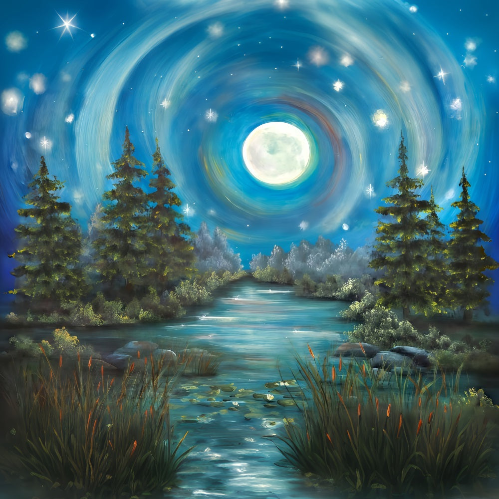 Forest Backdrop Moonlit Forest River Newborn Photo Backdrop MRR10-33
