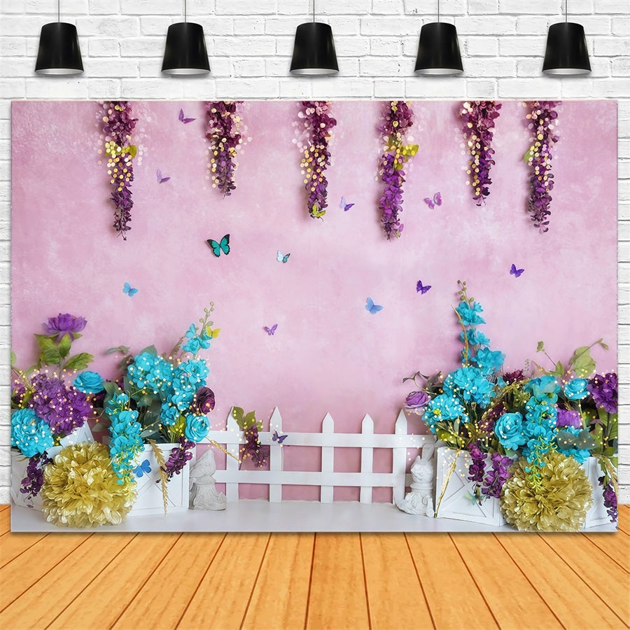 Cake Smash Backdrops Spring Garden Butterflies Birthday Backdrop MRR10-34